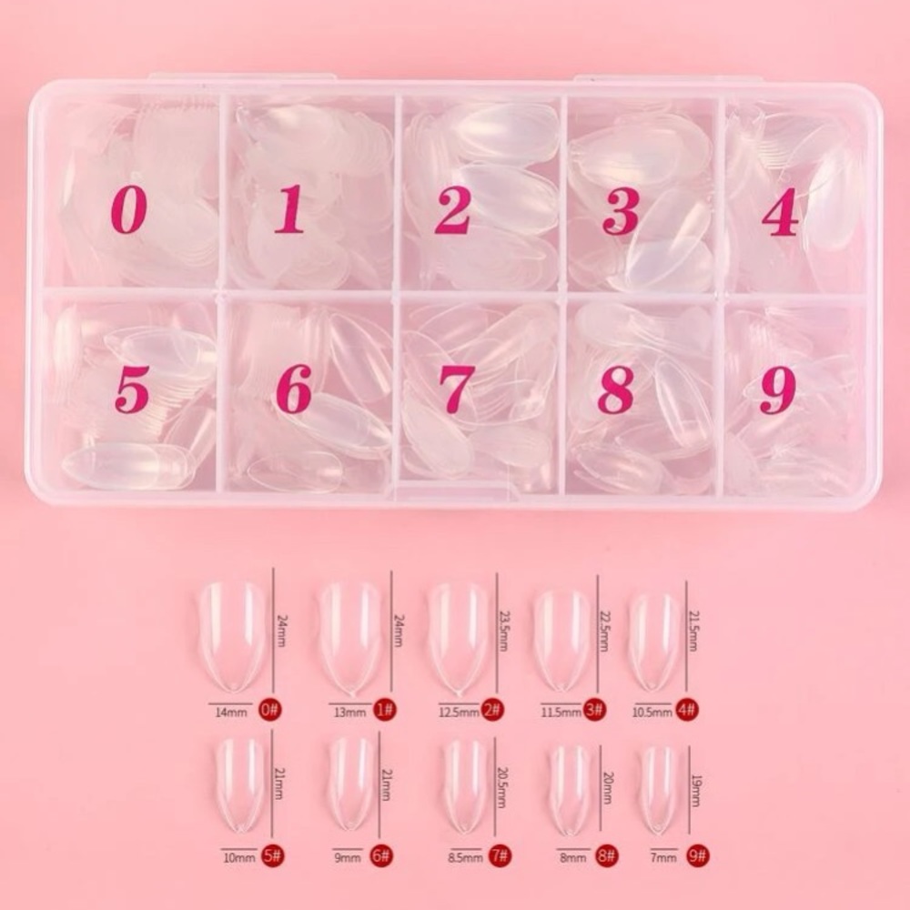 New boutique Long presson clear almond nail tips With GIFT BOX